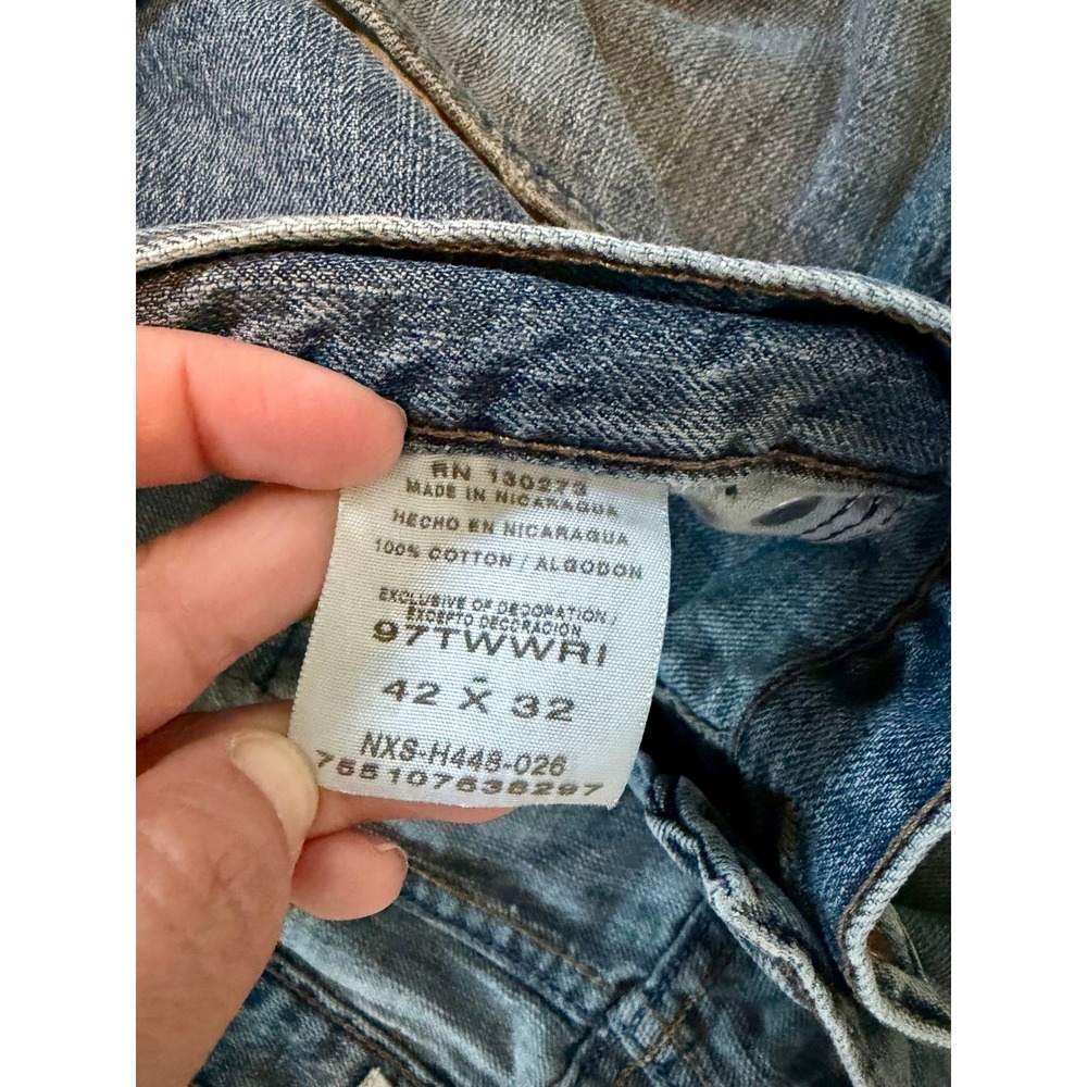 Wrangler Jeans Co Loose Straight Mens 42x32 Blue Denim Jeans 97TWWRI Medium Wash - Picture 5 of 8